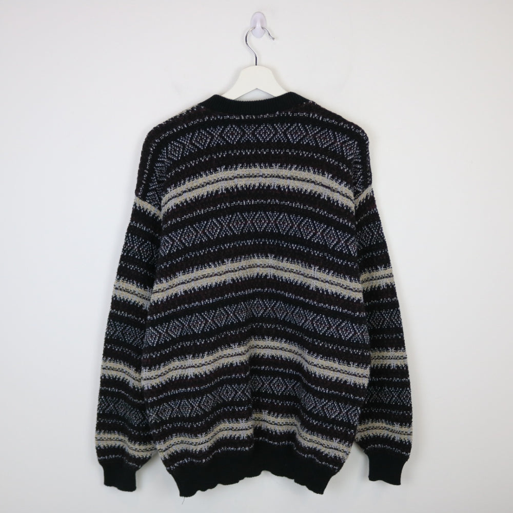 Vintage 90's TT&Co Striped Patterned Knit Sweater - M-NEWLIFE Clothing