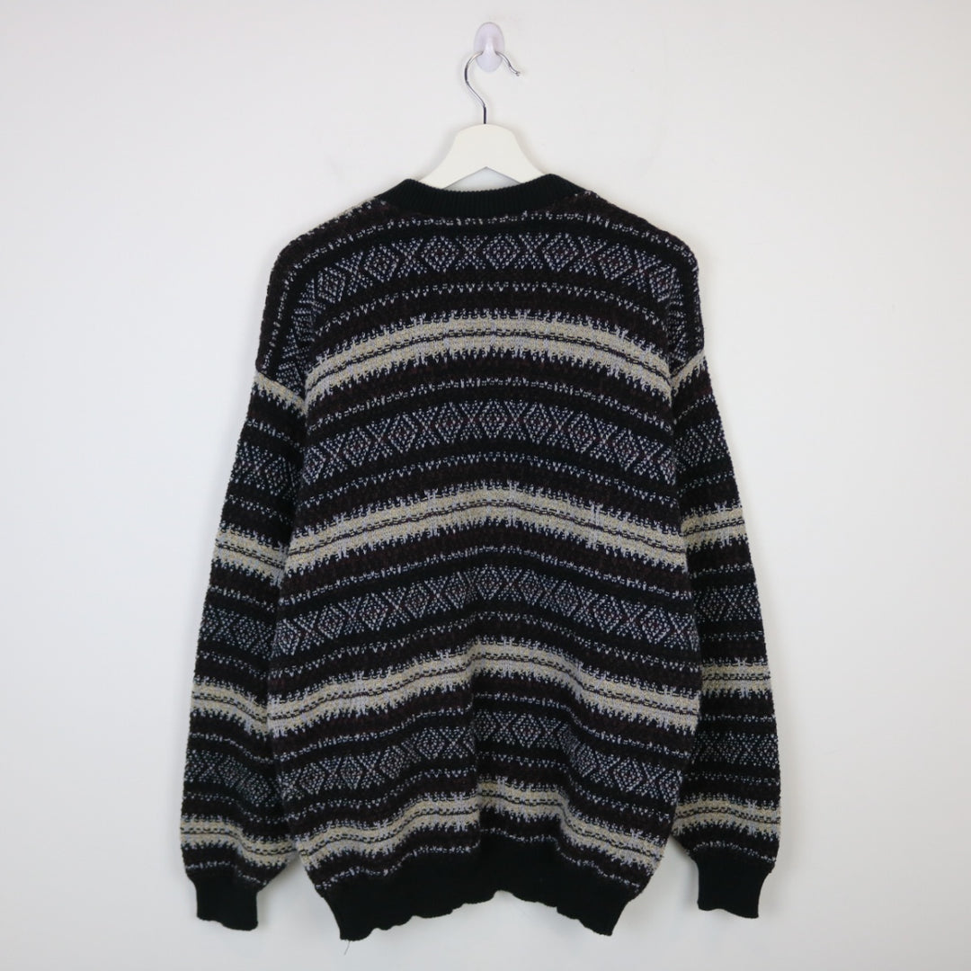 Vintage 90's TT&Co Striped Patterned Knit Sweater - M-NEWLIFE Clothing