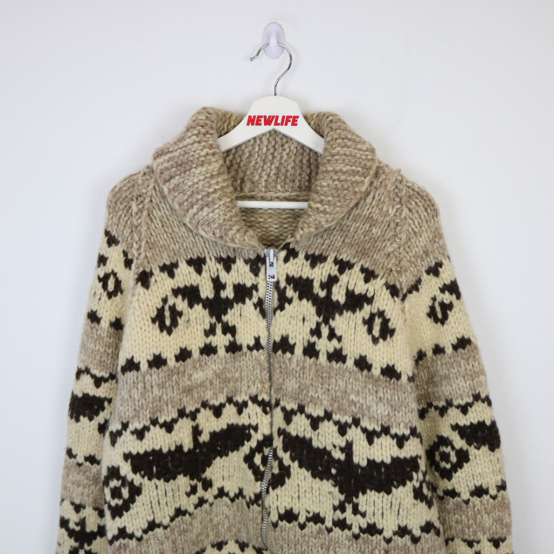 Vintage 80's Eagle Nature Knit Cowichan Jacket - S-NEWLIFE Clothing