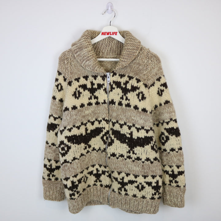 Vintage 80's Eagle Nature Knit Cowichan Jacket - S-NEWLIFE Clothing