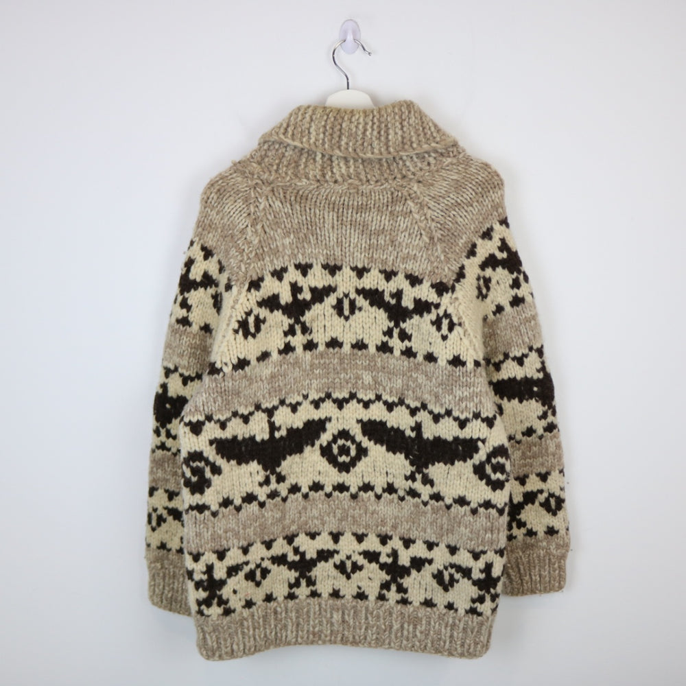 Vintage 80's Eagle Nature Knit Cowichan Jacket - S-NEWLIFE Clothing