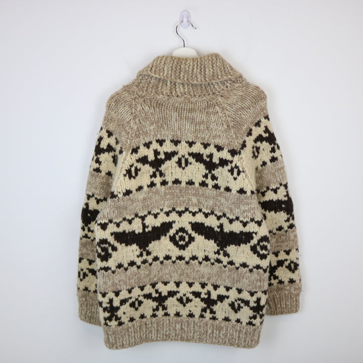 Vintage 80's Eagle Nature Knit Cowichan Jacket - S-NEWLIFE Clothing