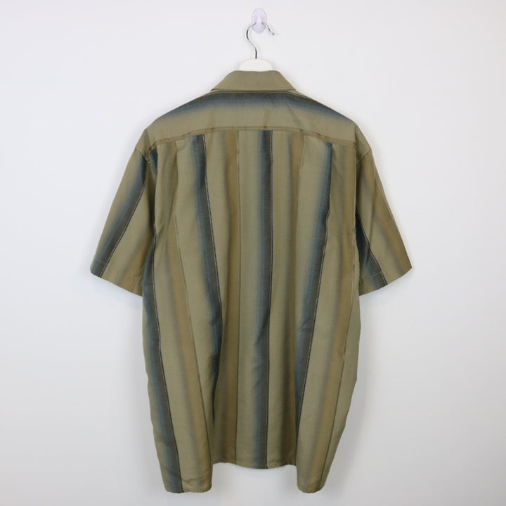 Vintage 90's Club Euro Striped Short Sleeve Button Up - L-NEWLIFE Clothing