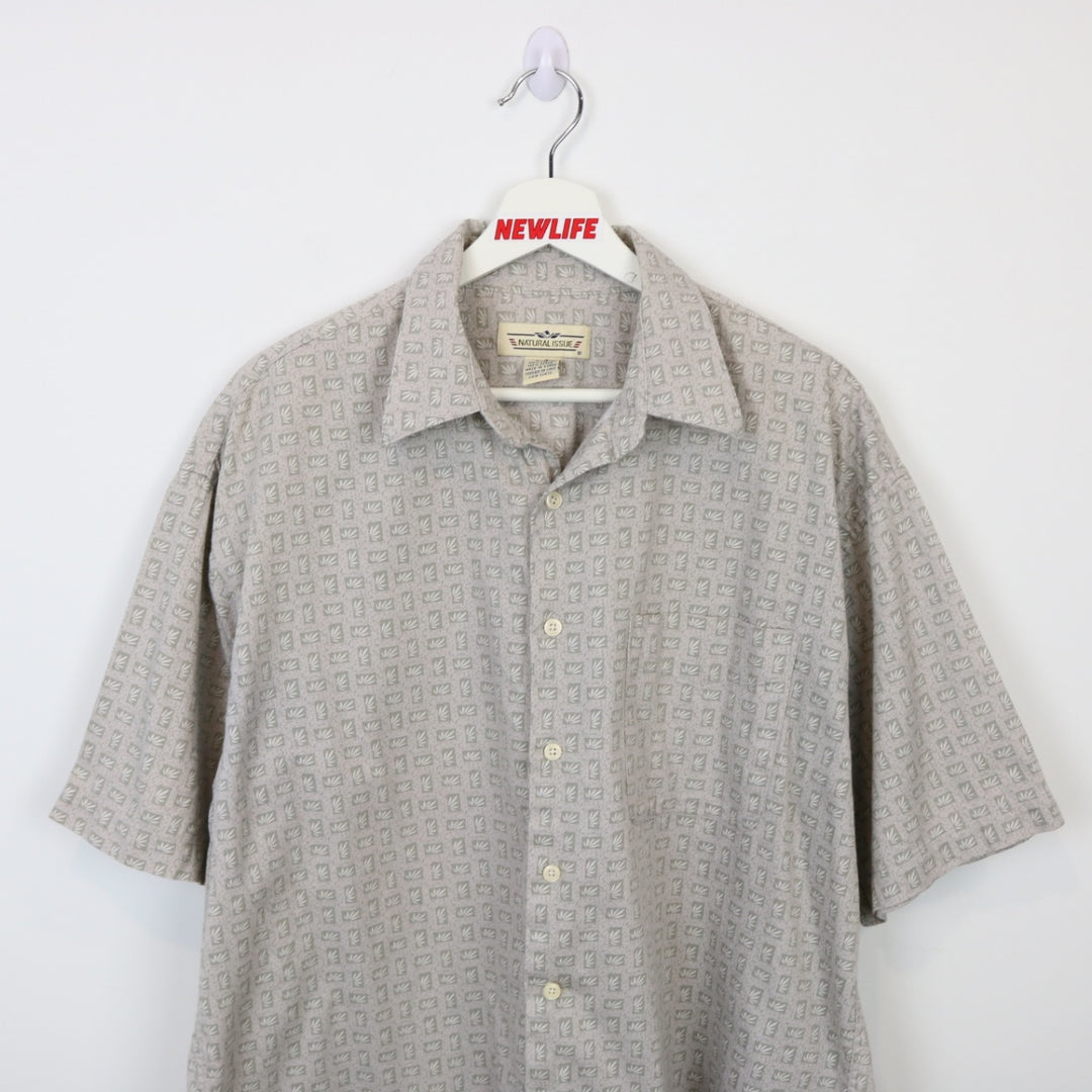 Vintage 90's Natural Issue Patterned Short Sleeve Button Up - L-NEWLIFE Clothing