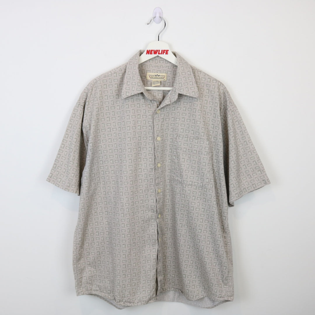 Vintage 90's Natural Issue Patterned Short Sleeve Button Up - L-NEWLIFE Clothing