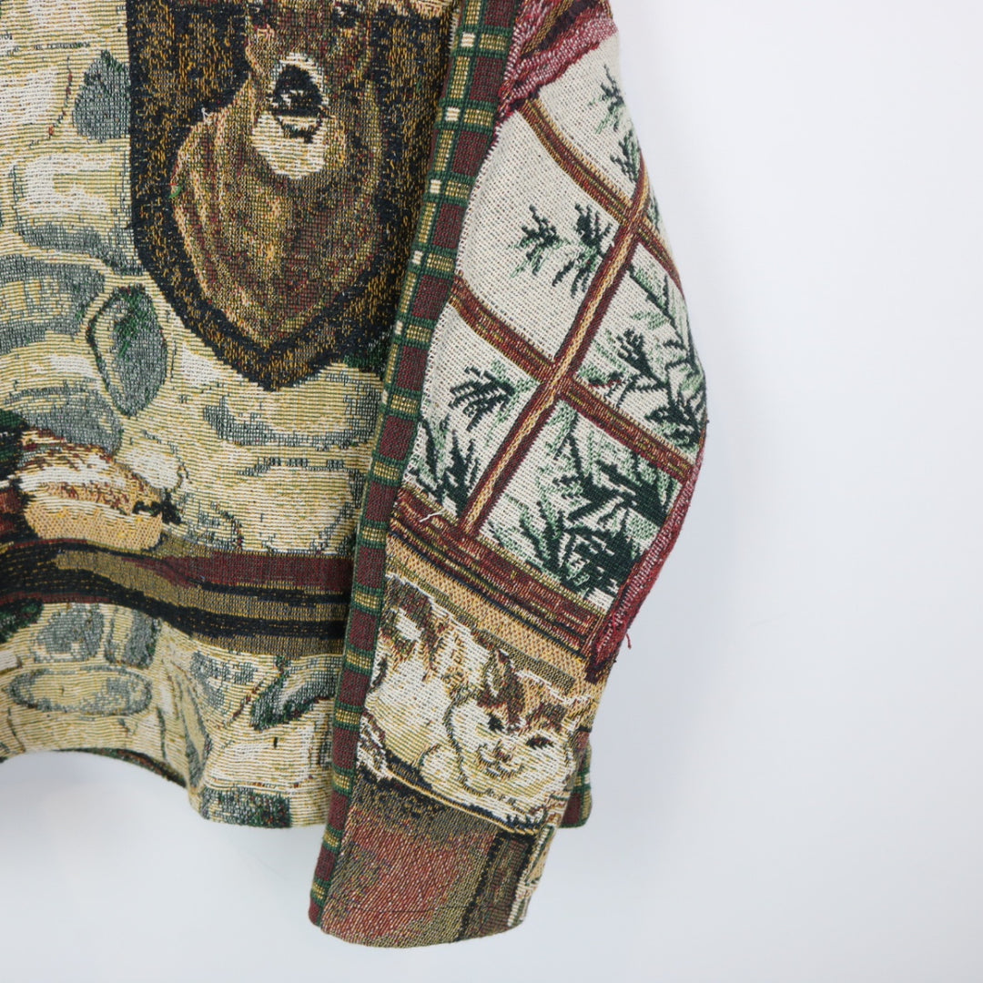 Reworked Vintage Cabin Fireplace Tapestry Hoodie - L-NEWLIFE Clothing