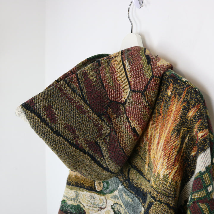 Reworked Vintage Cabin Fireplace Tapestry Hoodie - L-NEWLIFE Clothing