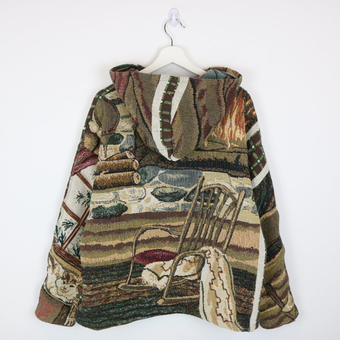 Reworked Vintage Cabin Fireplace Tapestry Hoodie - L-NEWLIFE Clothing