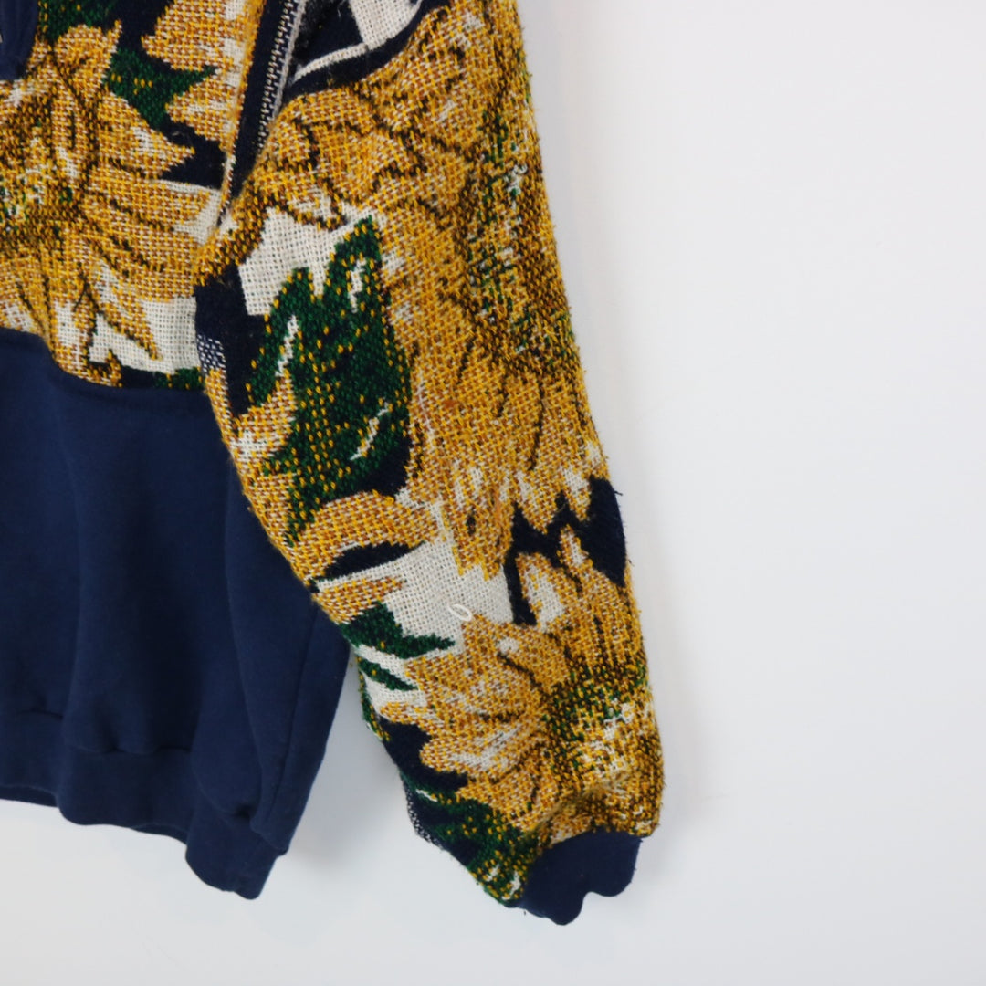 Reworked Vintage 90's Sunflower Tapestry Quarter Zip Sweater - M-NEWLIFE Clothing