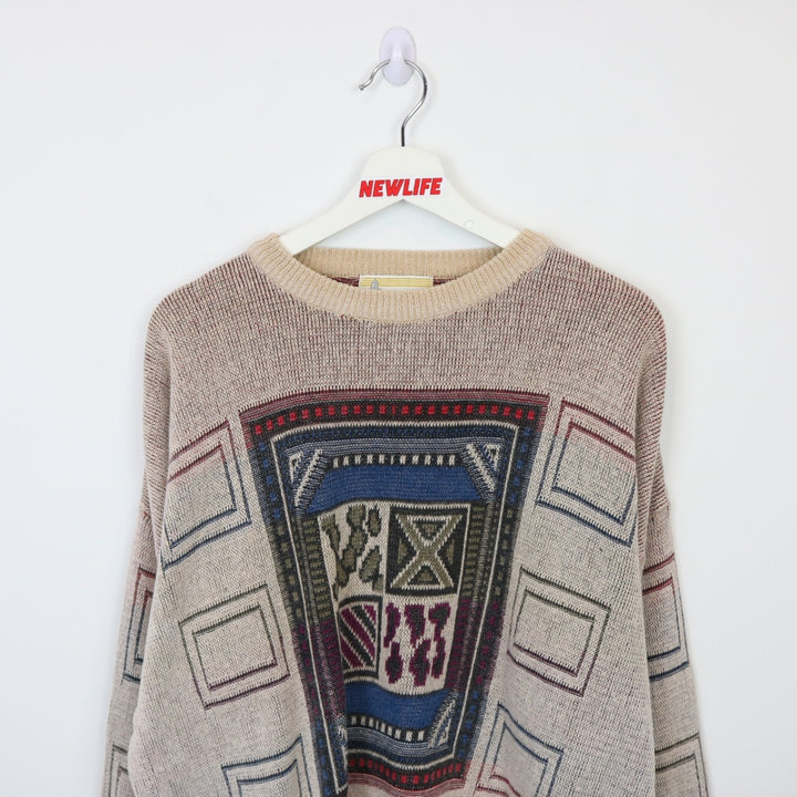 Vintage 80's London Fog Patterned Knit Sweater - L-NEWLIFE Clothing