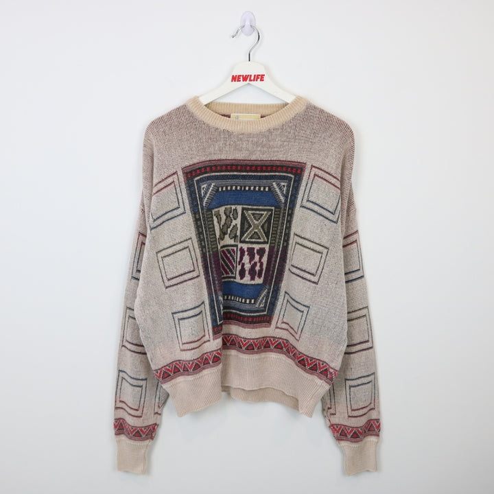 Vintage 80's London Fog Patterned Knit Sweater - L-NEWLIFE Clothing