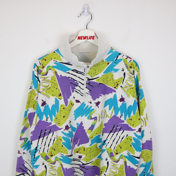 Vintage 80's Snow Patterned Quarter Zip Sweater - L-NEWLIFE Clothing