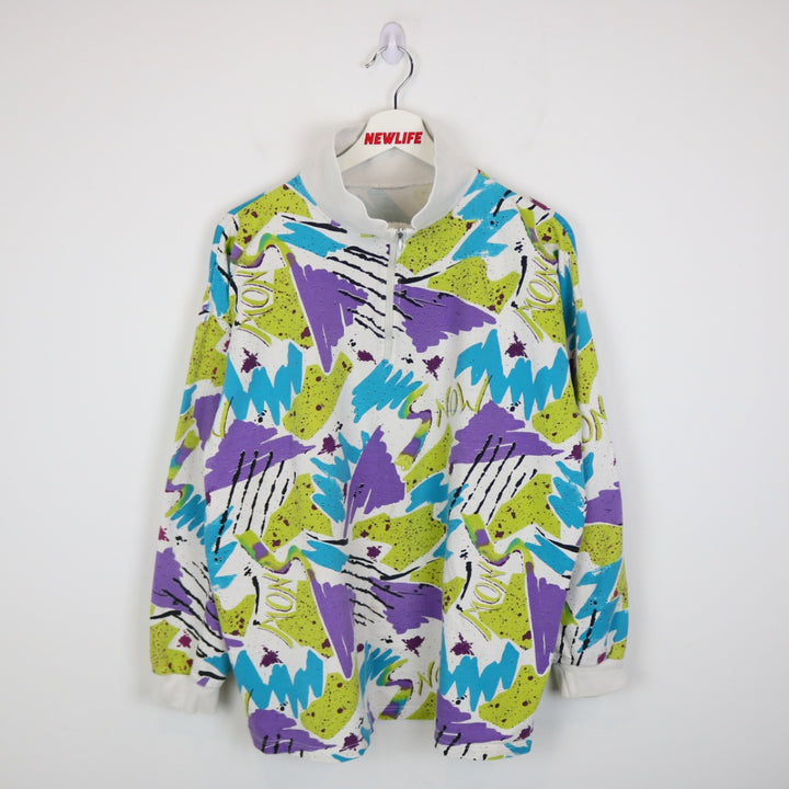 Vintage 80's Snow Patterned Quarter Zip Sweater - L-NEWLIFE Clothing