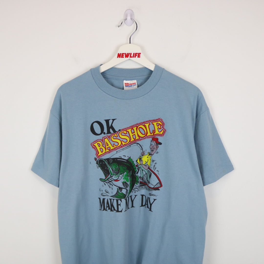 Vintage 90's Basshole Fishing Tee - L-NEWLIFE Clothing