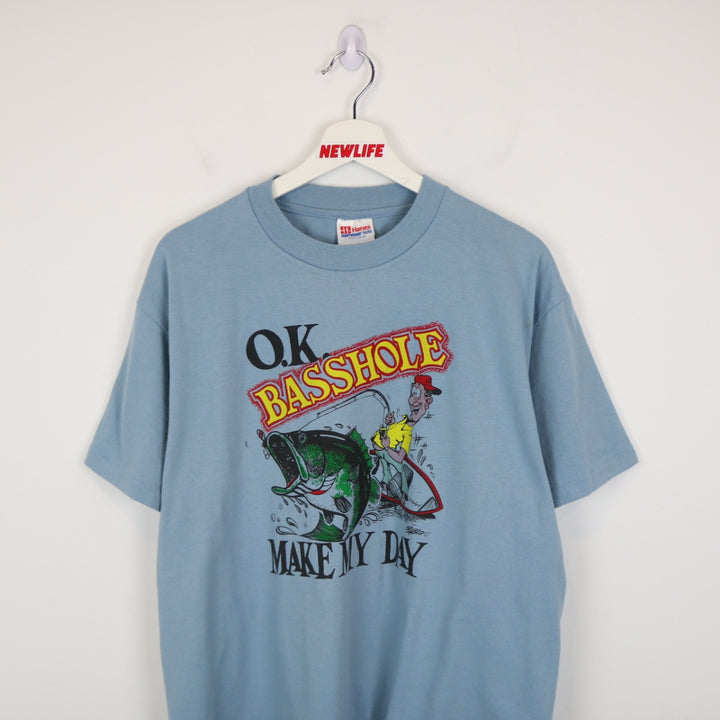 Vintage 90's Basshole Fishing Tee - L-NEWLIFE Clothing