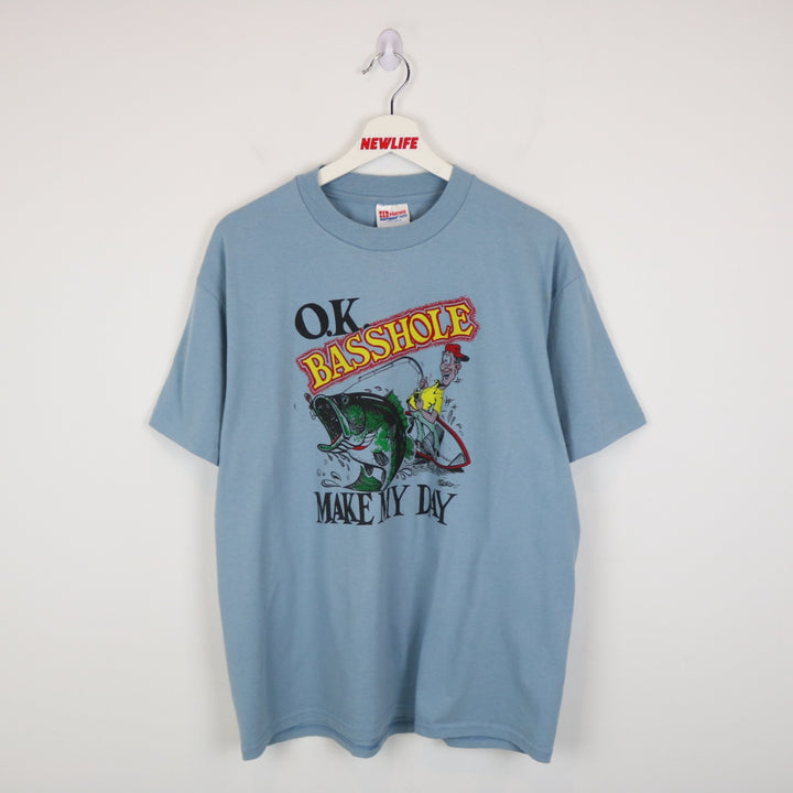 Vintage 90's Basshole Fishing Tee - L-NEWLIFE Clothing