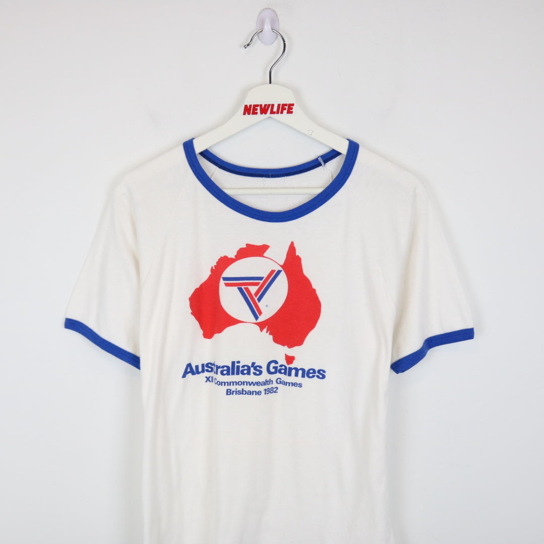Vintage 1982 Australia's Commonwealth Games Ringer Tee - S-NEWLIFE Clothing