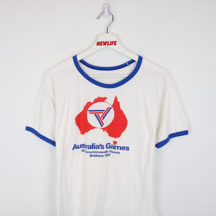 Vintage 1982 Australia's Commonwealth Games Ringer Tee - S-NEWLIFE Clothing