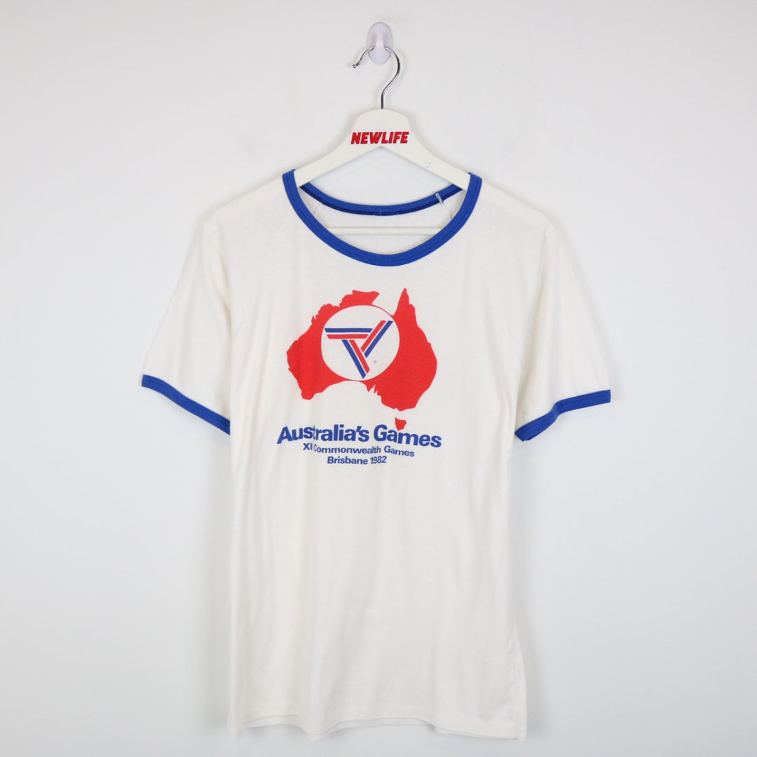 Vintage 1982 Australia's Commonwealth Games Ringer Tee - S-NEWLIFE Clothing