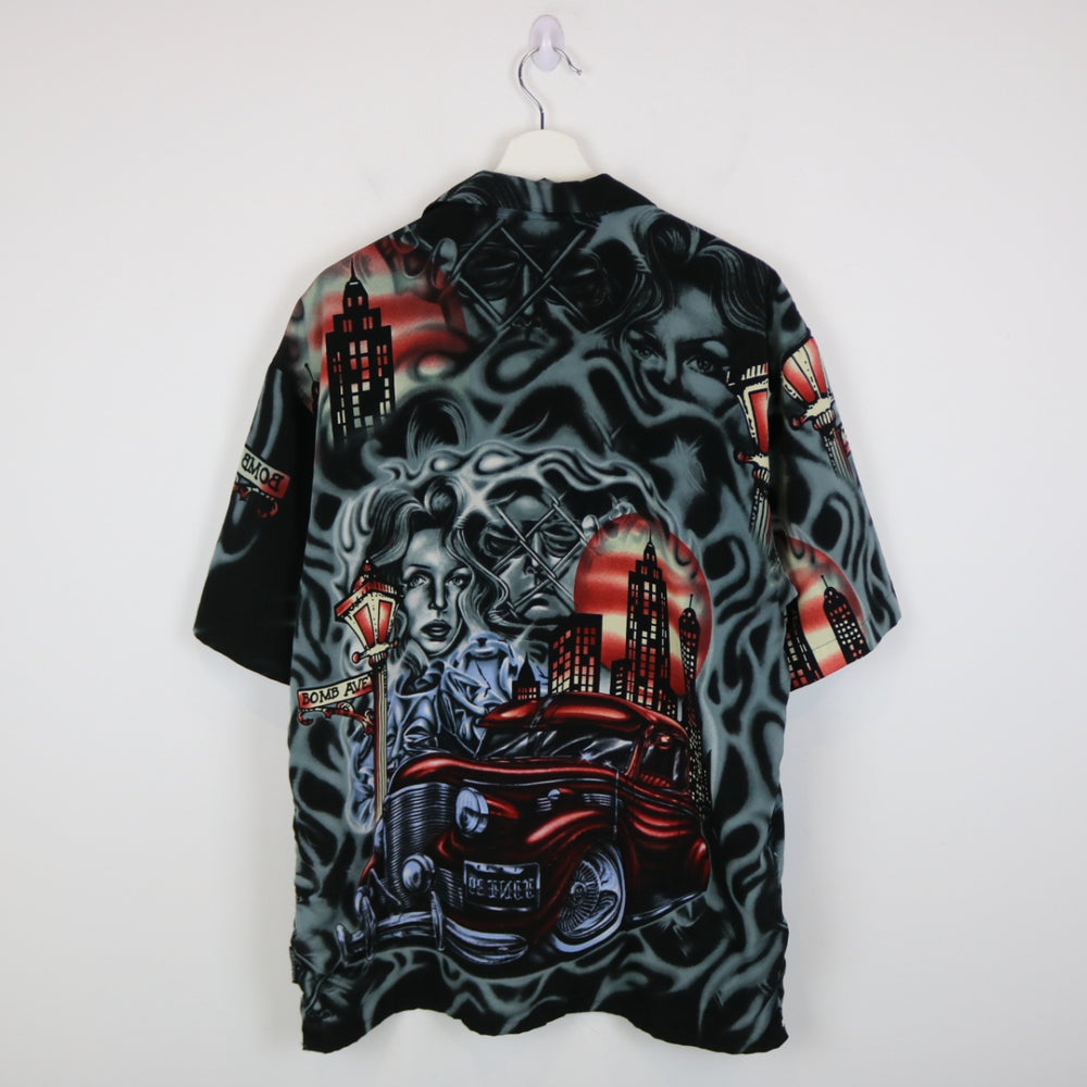 Vintage 00's Old School Car Short Sleeve Button Up - M-NEWLIFE Clothing