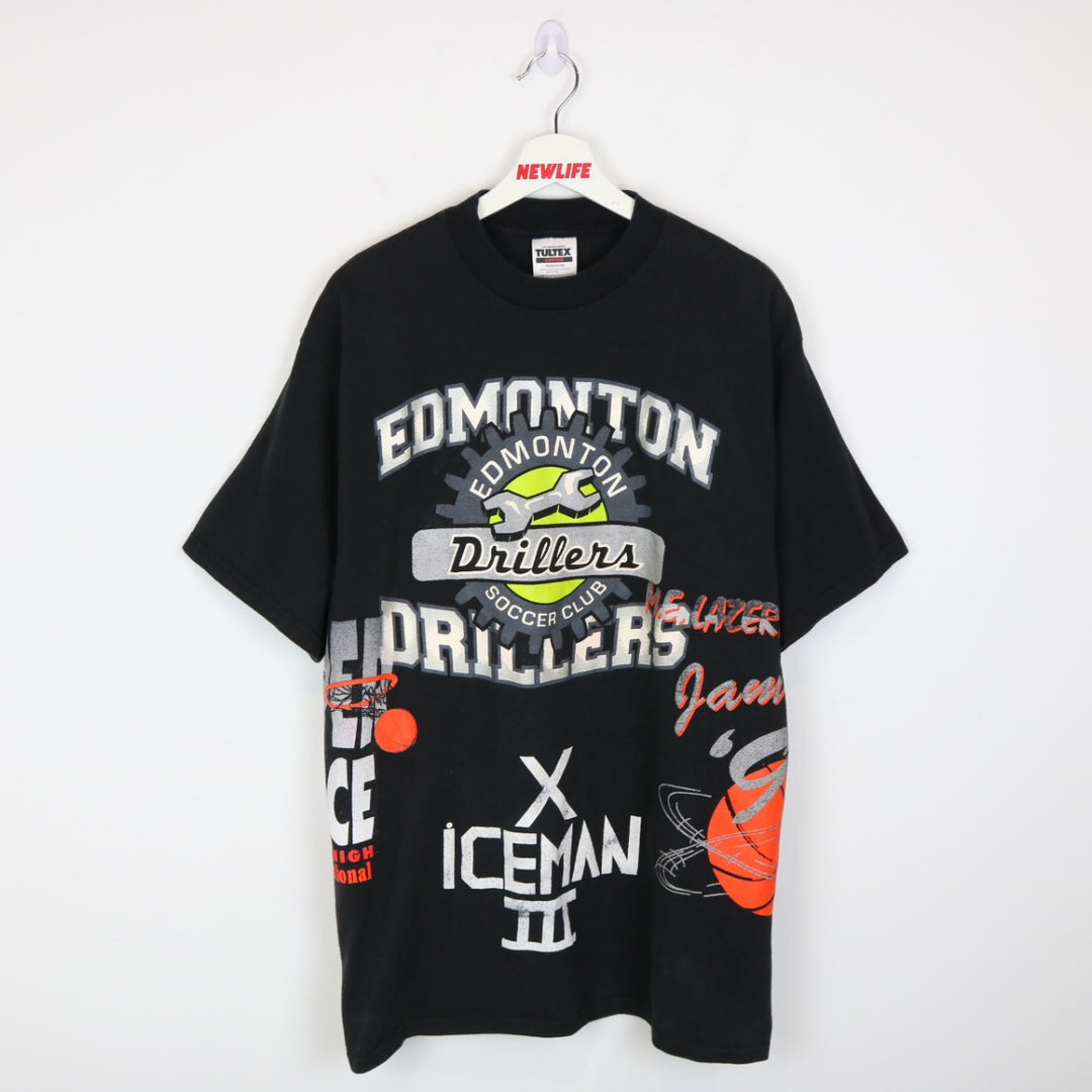 Vintage 90's Edmonton Test Print Sports Tee - L-NEWLIFE Clothing