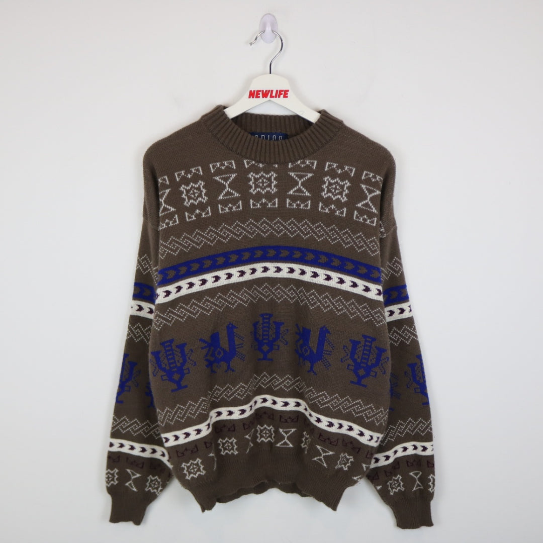 Vintage 80's Brics Patterned Knit Sweater - M-NEWLIFE Clothing