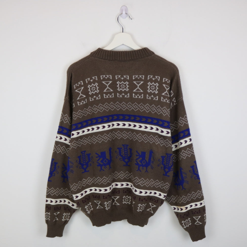 Vintage 80's Brics Patterned Knit Sweater - M-NEWLIFE Clothing