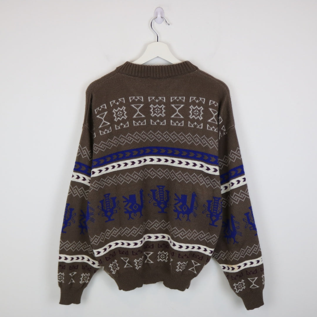 Vintage 80's Brics Patterned Knit Sweater - M-NEWLIFE Clothing