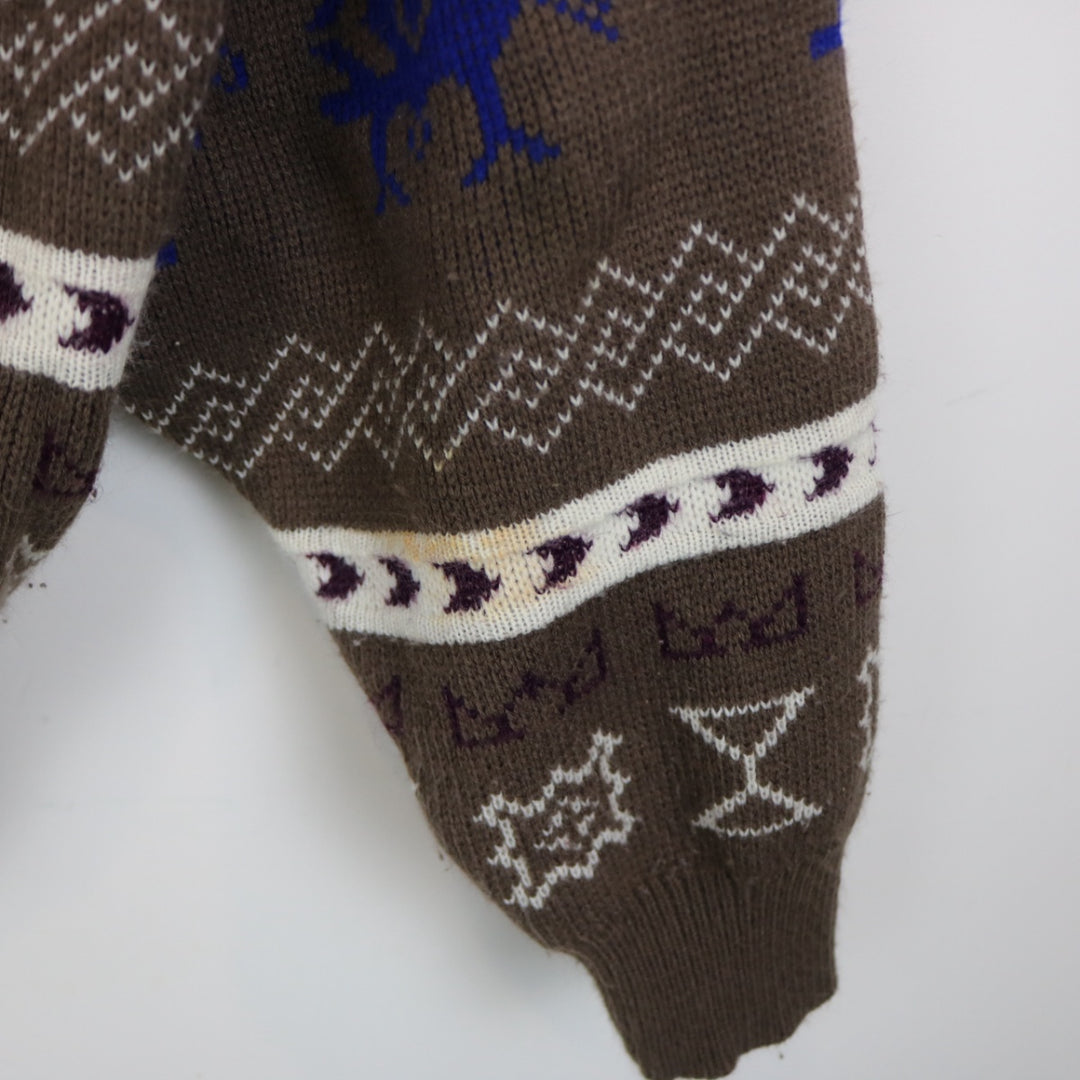 Vintage 80's Brics Patterned Knit Sweater - M-NEWLIFE Clothing