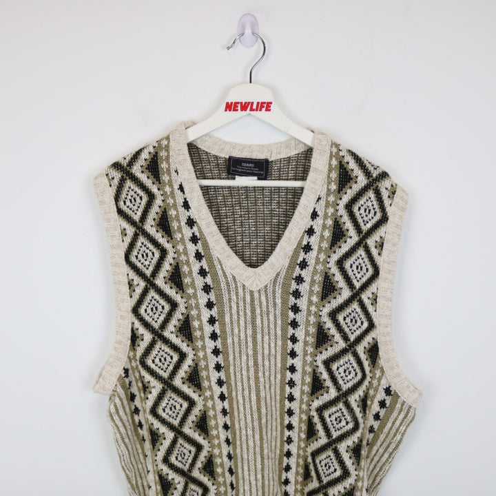 Vintage 80's Sears Patterned Knit Sweater Vest - M-NEWLIFE Clothing