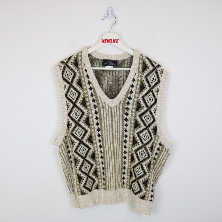 Vintage 80's Sears Patterned Knit Sweater Vest - M-NEWLIFE Clothing