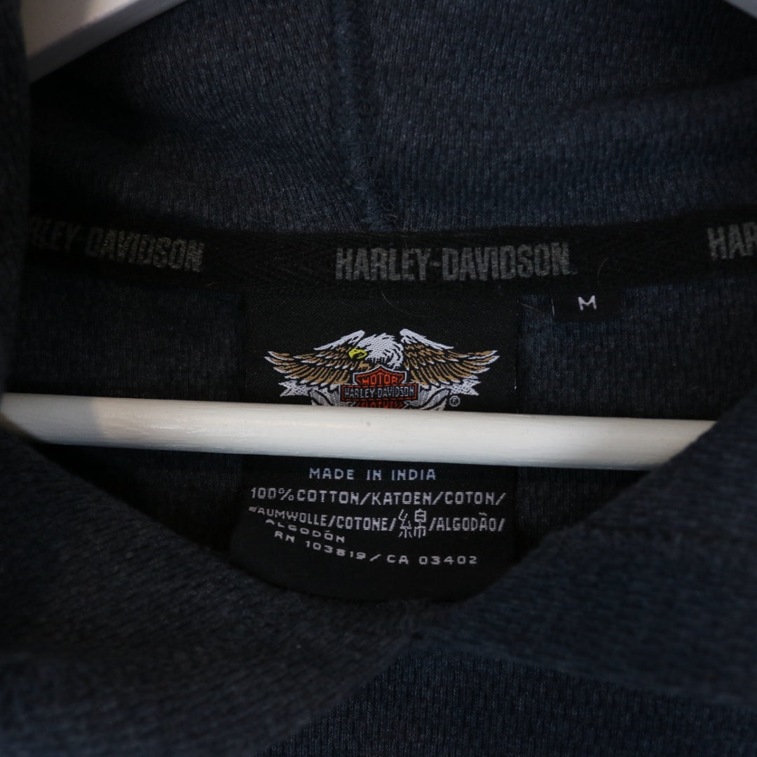 Vintage 00's Harley Davidson Thermal Hoodie - M-NEWLIFE Clothing