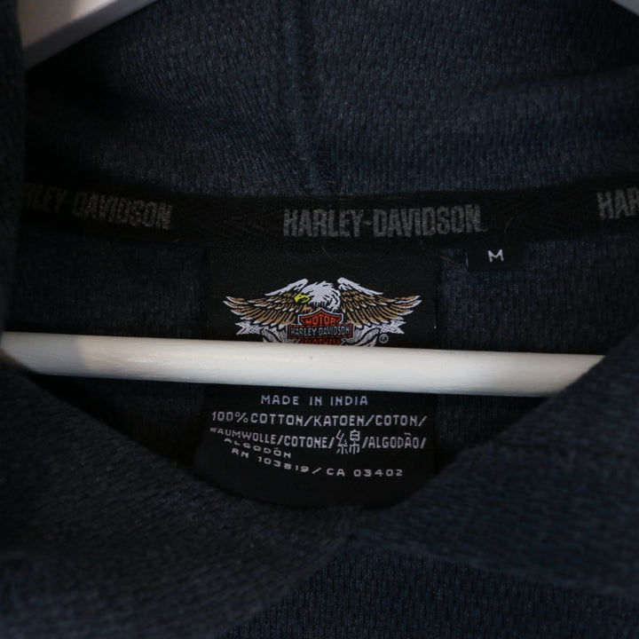 Vintage 00's Harley Davidson Thermal Hoodie - M-NEWLIFE Clothing