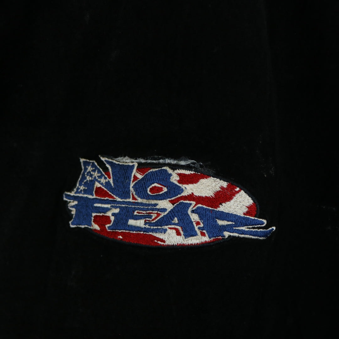 Vintage 90's No Fear Suede Leather Bomber Jacket - L-NEWLIFE Clothing