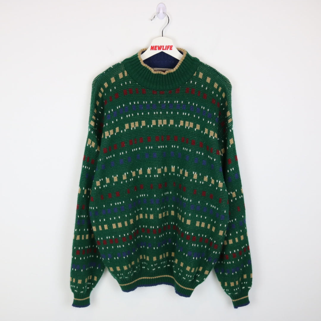 Vintage 80's Grenadier Patterned Knit Sweater - L-NEWLIFE Clothing