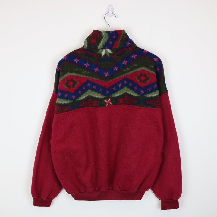 Vintage 90's Patterned Quarter Zip Fleece Sweater - L-NEWLIFE Clothing