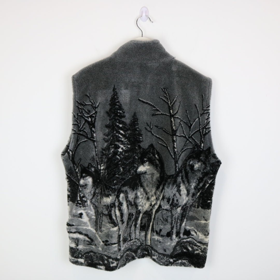 Vintage 90's Wolf Nature Fleece Vest - L-NEWLIFE Clothing