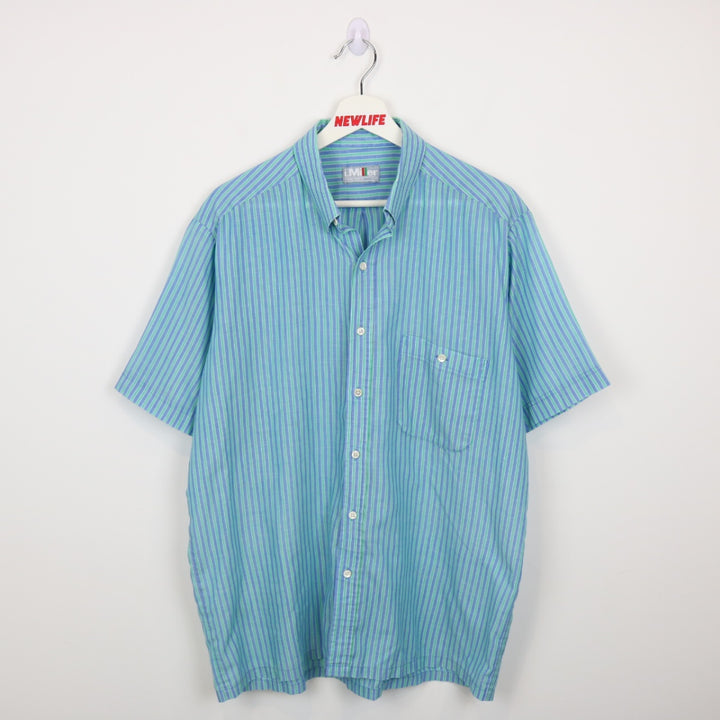 Vintage 80's I.Miller Striped Short Sleeve Button Up - L-NEWLIFE Clothing