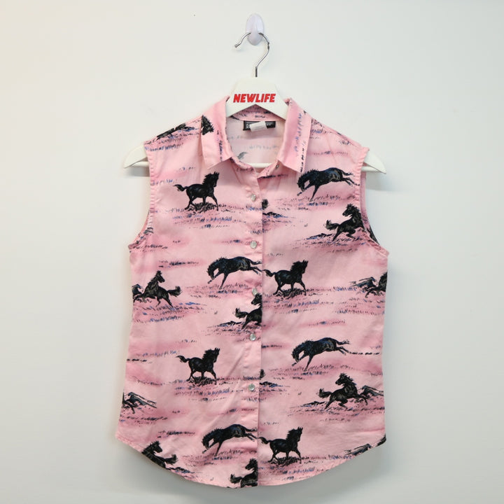 Vintage Western Horse Button Up - XS-NEWLIFE Clothing