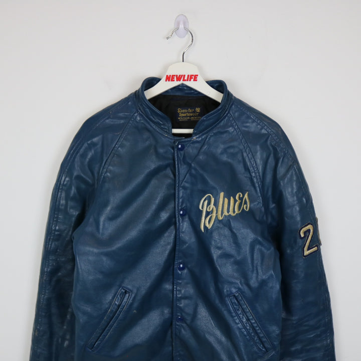 Vintage 70's Blues Leather Varsity Jacket - L-NEWLIFE Clothing