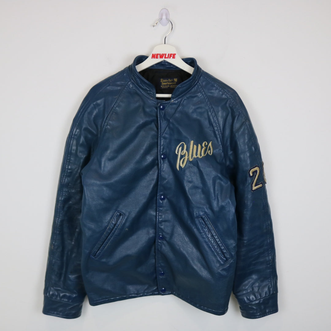 Vintage 70's Blues Leather Varsity Jacket - L-NEWLIFE Clothing