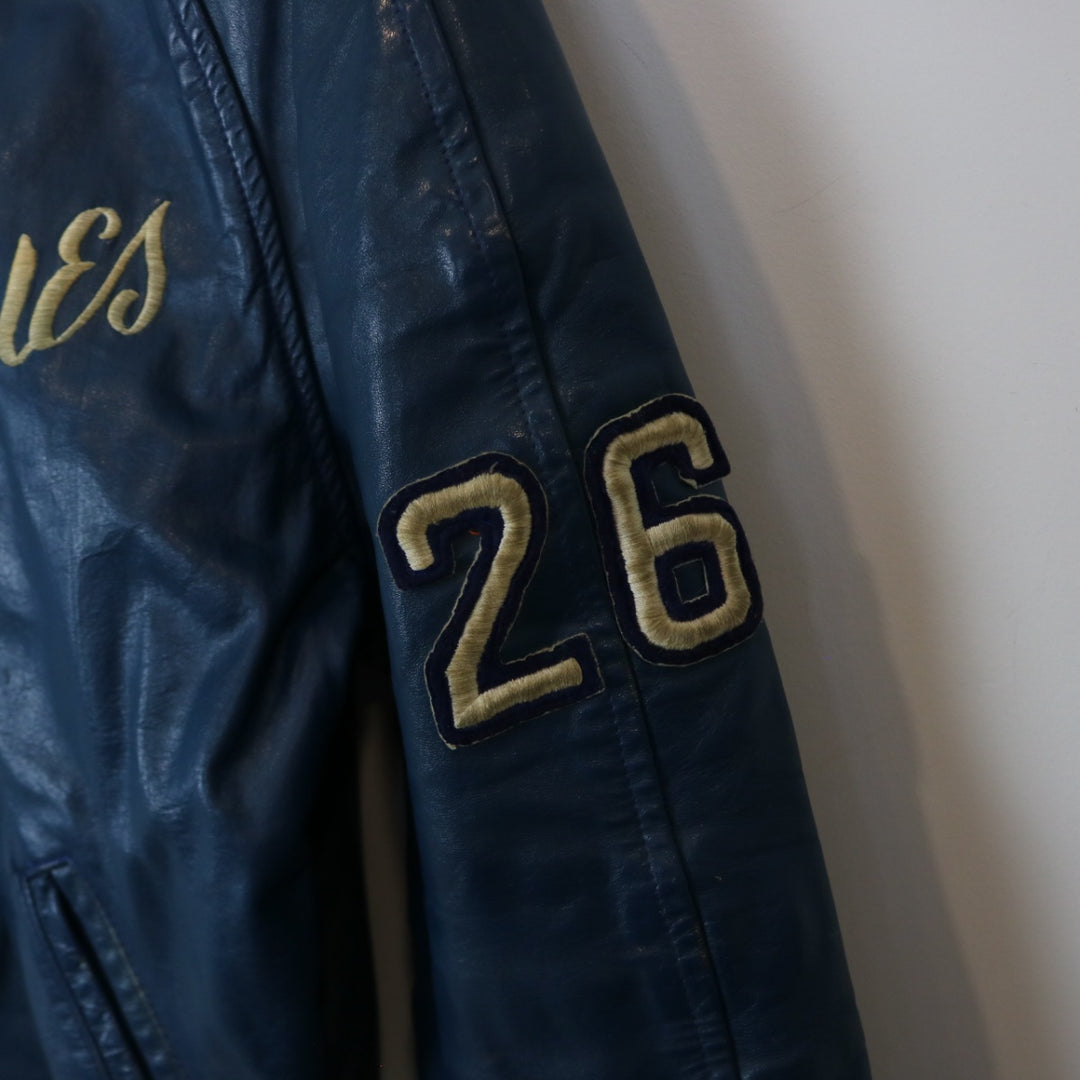 Vintage 70's Blues Leather Varsity Jacket - L-NEWLIFE Clothing