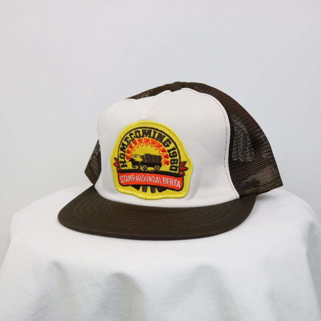 Vintage 1980 Homecoming Stamparound Alberta Trucker Hat - OS-NEWLIFE Clothing