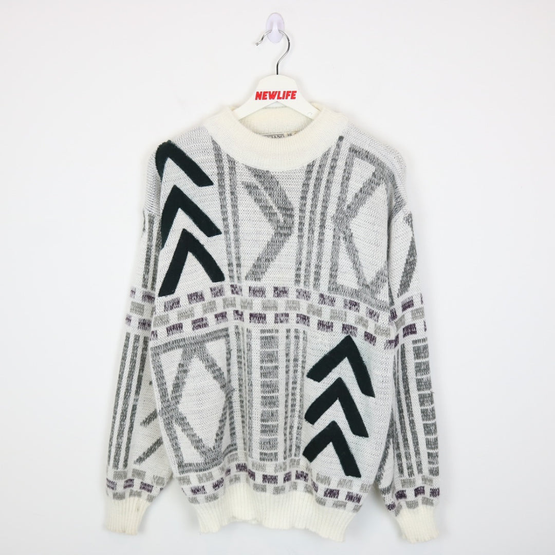 Vintage 80's Luciano Divanni Patterned Knit Sweater - M-NEWLIFE Clothing