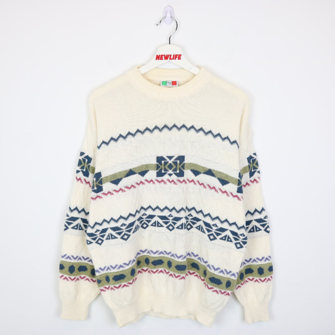 Vintage 90's Italia Patterned Knit Sweater - M-NEWLIFE Clothing