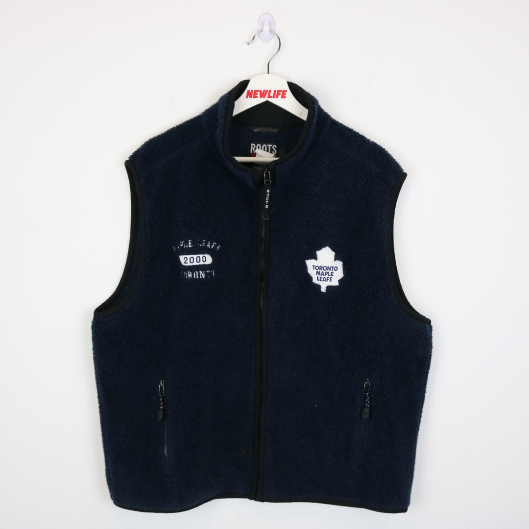 Vintage 2000 Toronto Maple Leafs Roots Sherpa Vest - L-NEWLIFE Clothing