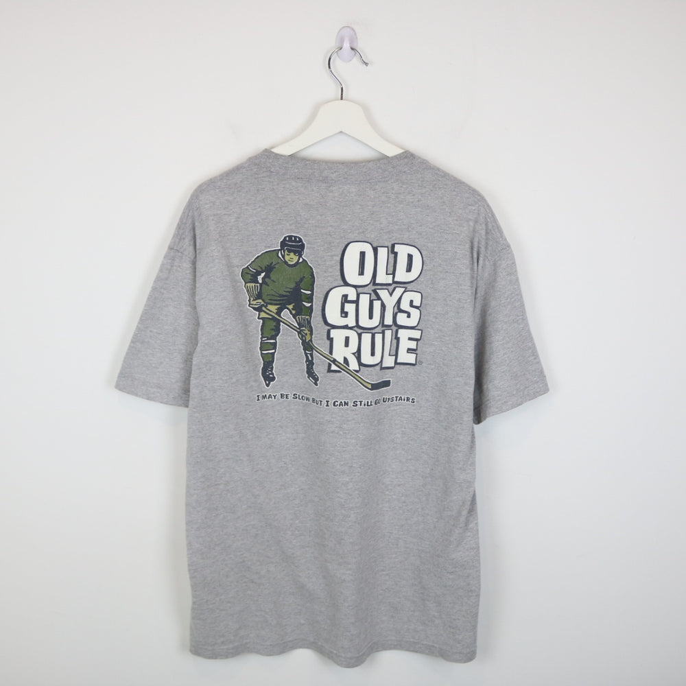 Vintage 90's Old Guys Rule Hockey Tee - L-NEWLIFE Clothing