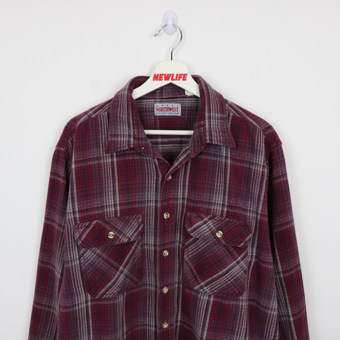 Vintage 90's Northwest Plaid Flannel Button Up - L-NEWLIFE Clothing