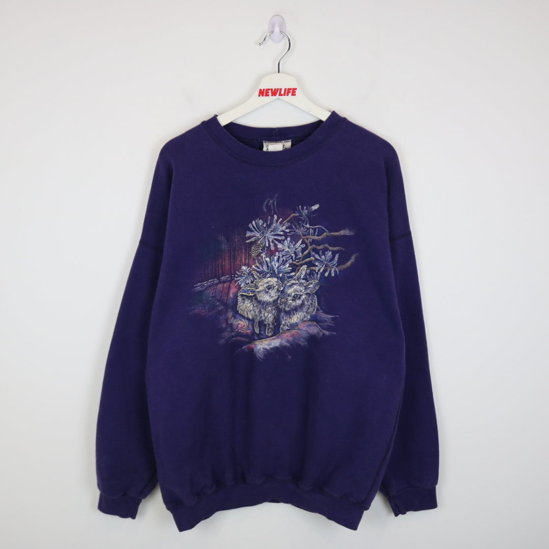 Vintage 90's Bunny Nature Crewneck - L-NEWLIFE Clothing