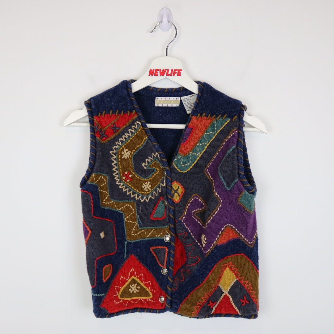 Vintage 90' Patterned Knit Sweater Vest - XS-NEWLIFE Clothing